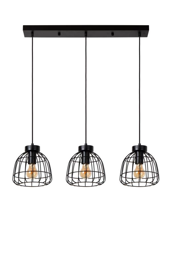 Lucide FILOX - Pendant light - 3xE27 - Black - off